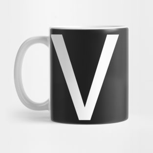 Helvetica V in white Mug